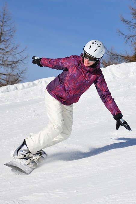 Woman Learning to SnowBoard